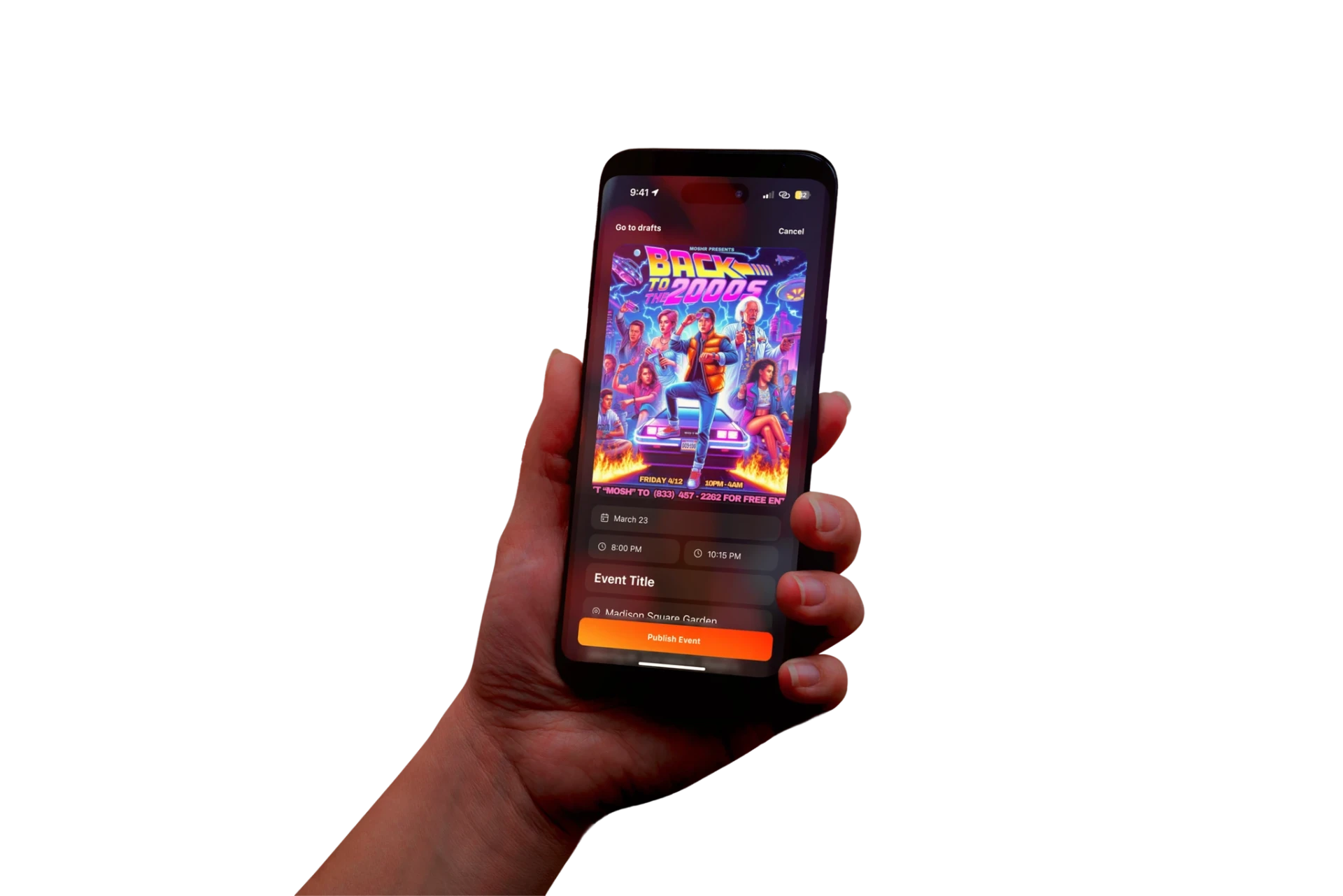 Tela de criação de evento num iPhone